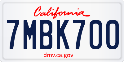 CA license plate 7MBK700