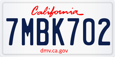 CA license plate 7MBK702
