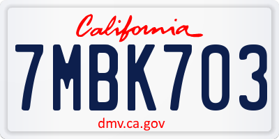 CA license plate 7MBK703