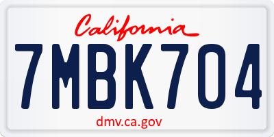 CA license plate 7MBK704