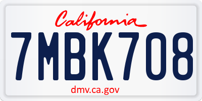 CA license plate 7MBK708