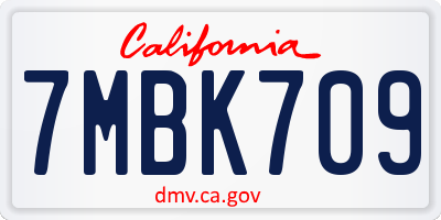 CA license plate 7MBK709