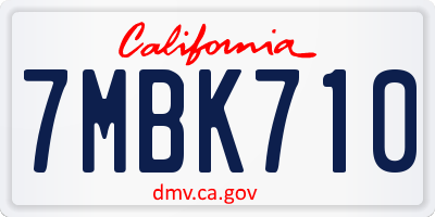 CA license plate 7MBK710