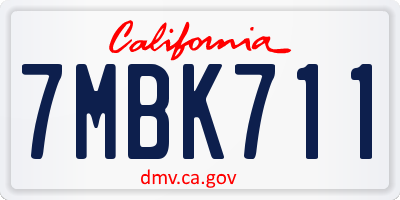 CA license plate 7MBK711