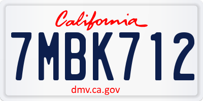 CA license plate 7MBK712