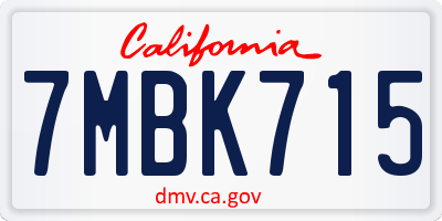 CA license plate 7MBK715