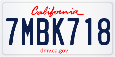 CA license plate 7MBK718