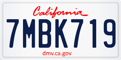 CA license plate 7MBK719