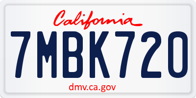 CA license plate 7MBK720