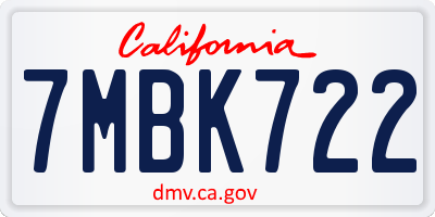 CA license plate 7MBK722