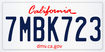 CA license plate 7MBK723