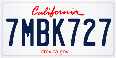 CA license plate 7MBK727