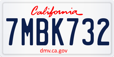 CA license plate 7MBK732