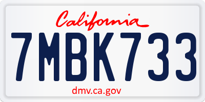 CA license plate 7MBK733