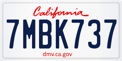 CA license plate 7MBK737
