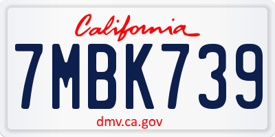 CA license plate 7MBK739