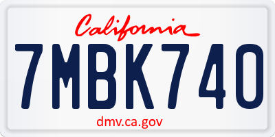 CA license plate 7MBK740