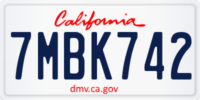 CA license plate 7MBK742