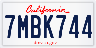 CA license plate 7MBK744