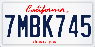 CA license plate 7MBK745