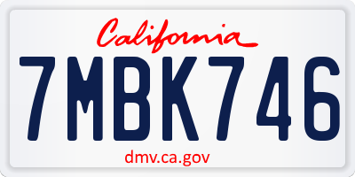 CA license plate 7MBK746