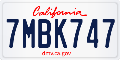 CA license plate 7MBK747