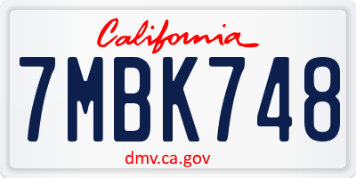 CA license plate 7MBK748