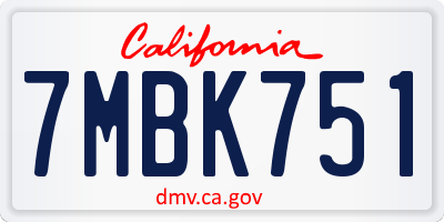 CA license plate 7MBK751