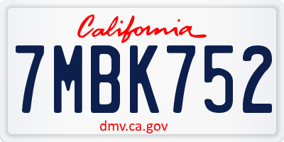 CA license plate 7MBK752