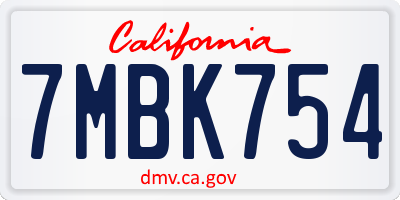CA license plate 7MBK754