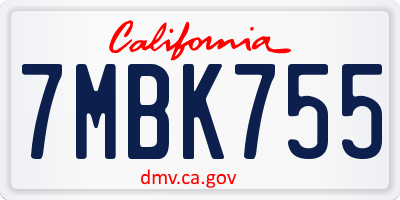 CA license plate 7MBK755