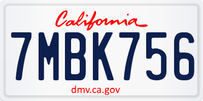 CA license plate 7MBK756