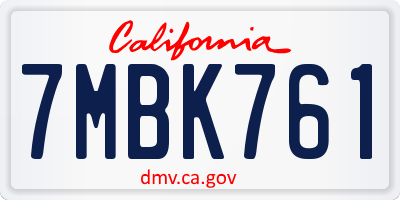 CA license plate 7MBK761