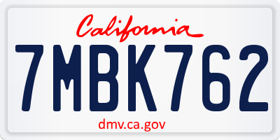 CA license plate 7MBK762