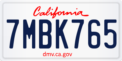 CA license plate 7MBK765