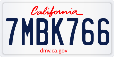 CA license plate 7MBK766
