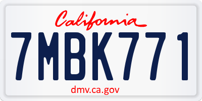 CA license plate 7MBK771