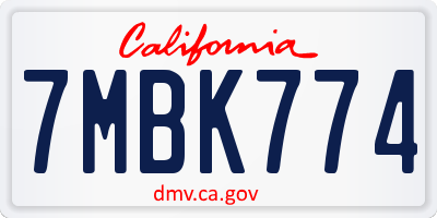 CA license plate 7MBK774