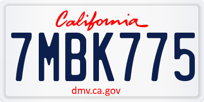 CA license plate 7MBK775