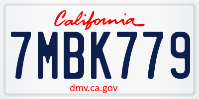 CA license plate 7MBK779