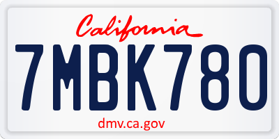 CA license plate 7MBK780