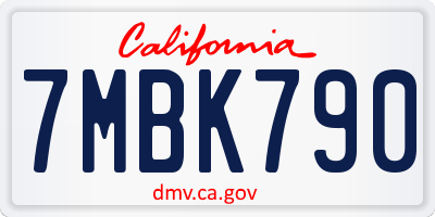 CA license plate 7MBK790