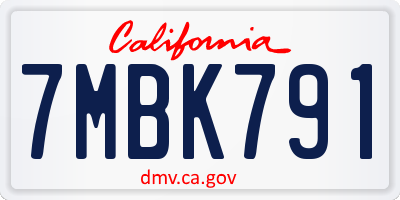 CA license plate 7MBK791