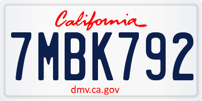 CA license plate 7MBK792