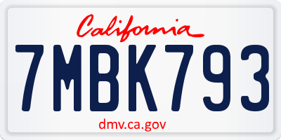 CA license plate 7MBK793