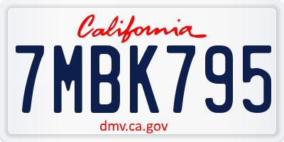 CA license plate 7MBK795