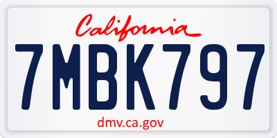 CA license plate 7MBK797