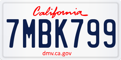 CA license plate 7MBK799