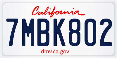 CA license plate 7MBK802