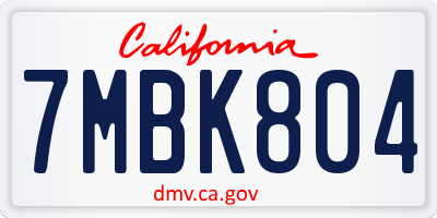 CA license plate 7MBK804